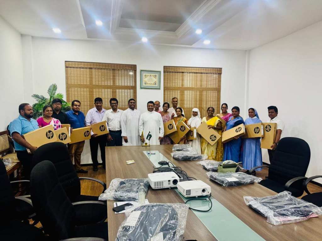 Teachers of Grade 6 were recently presented with laptops generously donated by the SBC Alumni Association Canada.